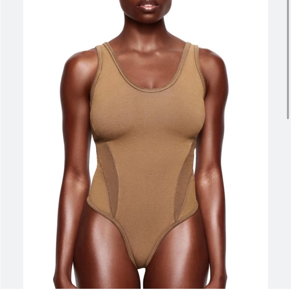 Scoop Neck Brown Tank Bodysuit